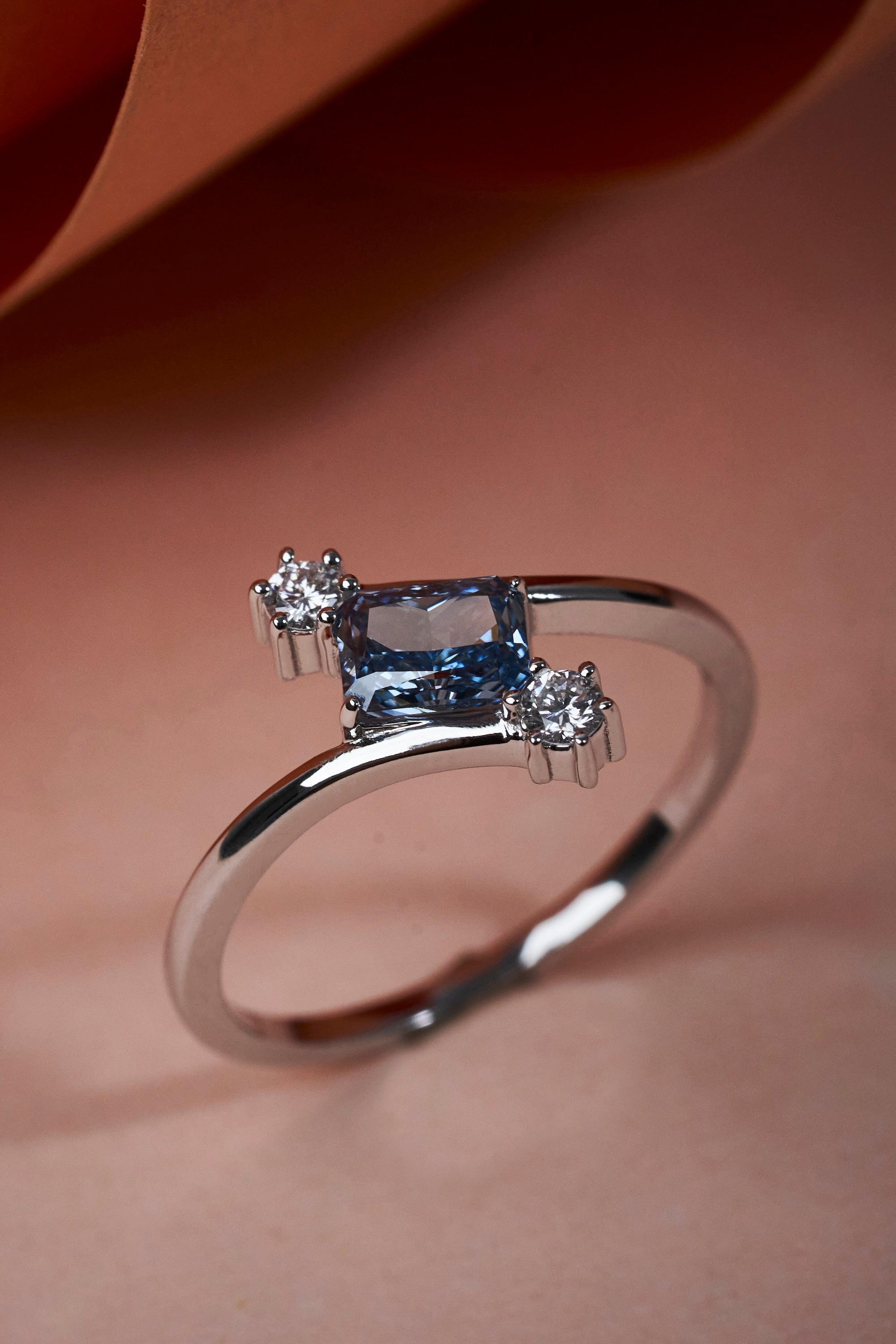 Blue Radiant Cut Diamond Ring