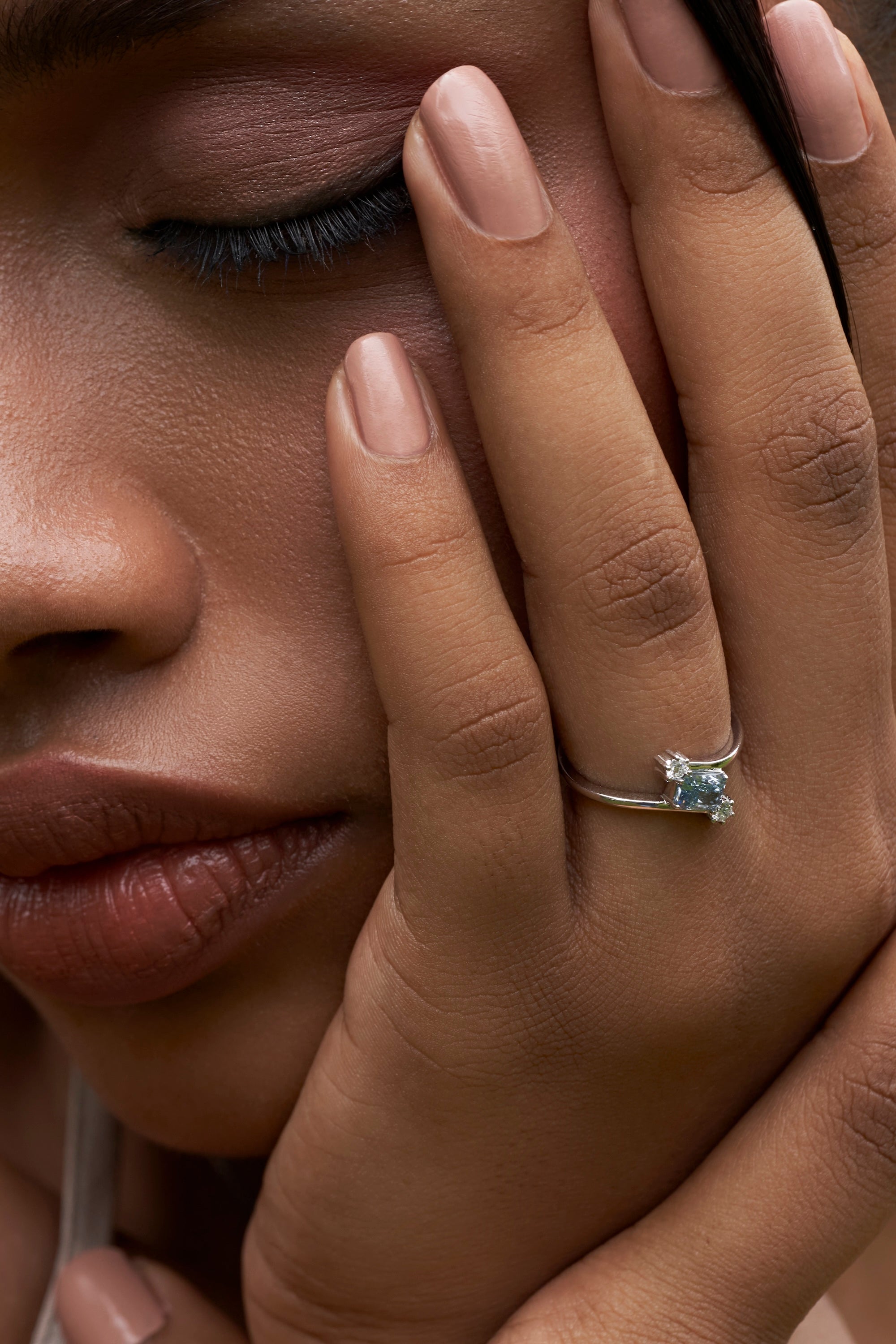 Blue Radiant Cut Diamond Ring