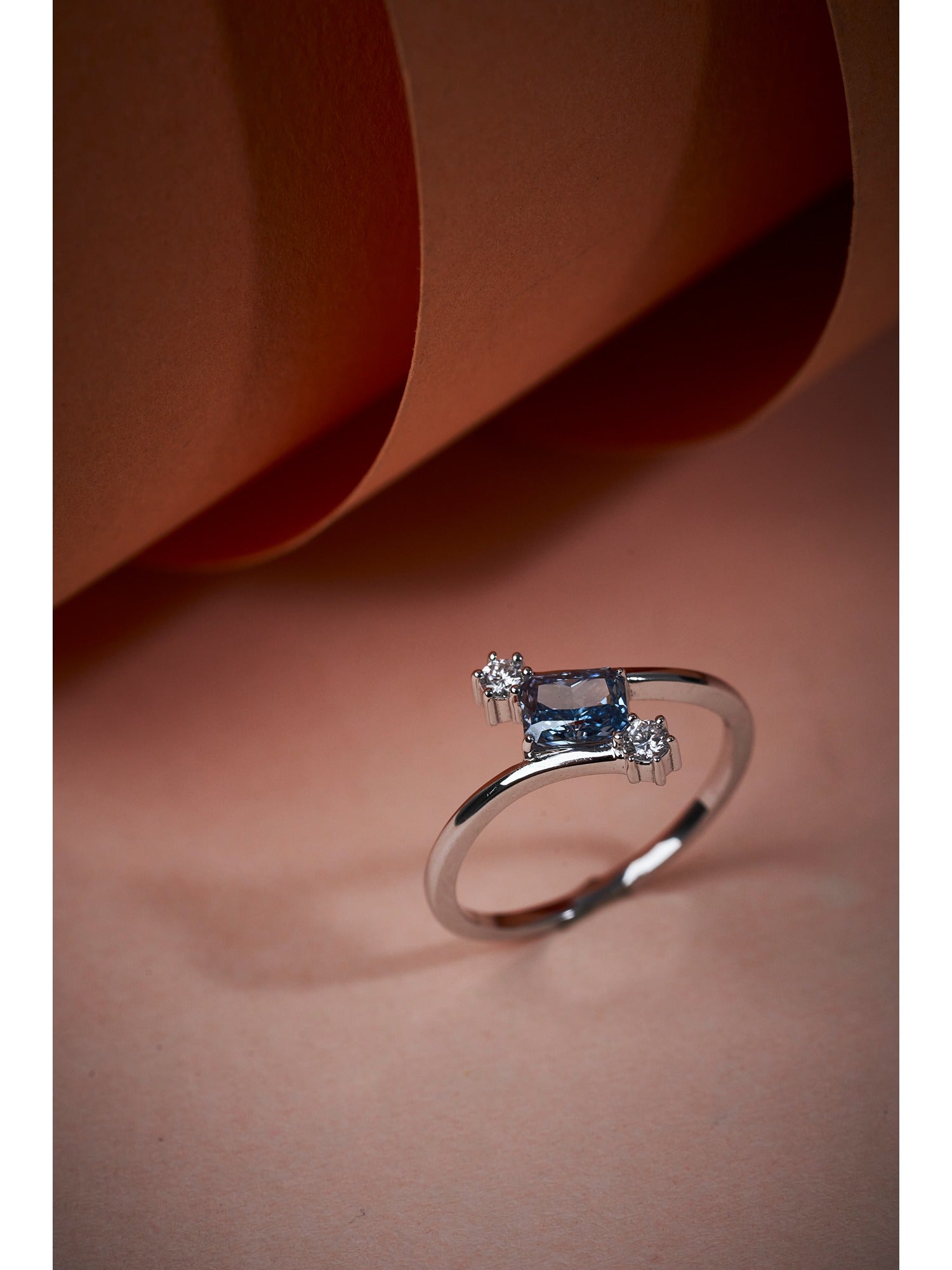 Blue Radiant Cut Diamond Ring