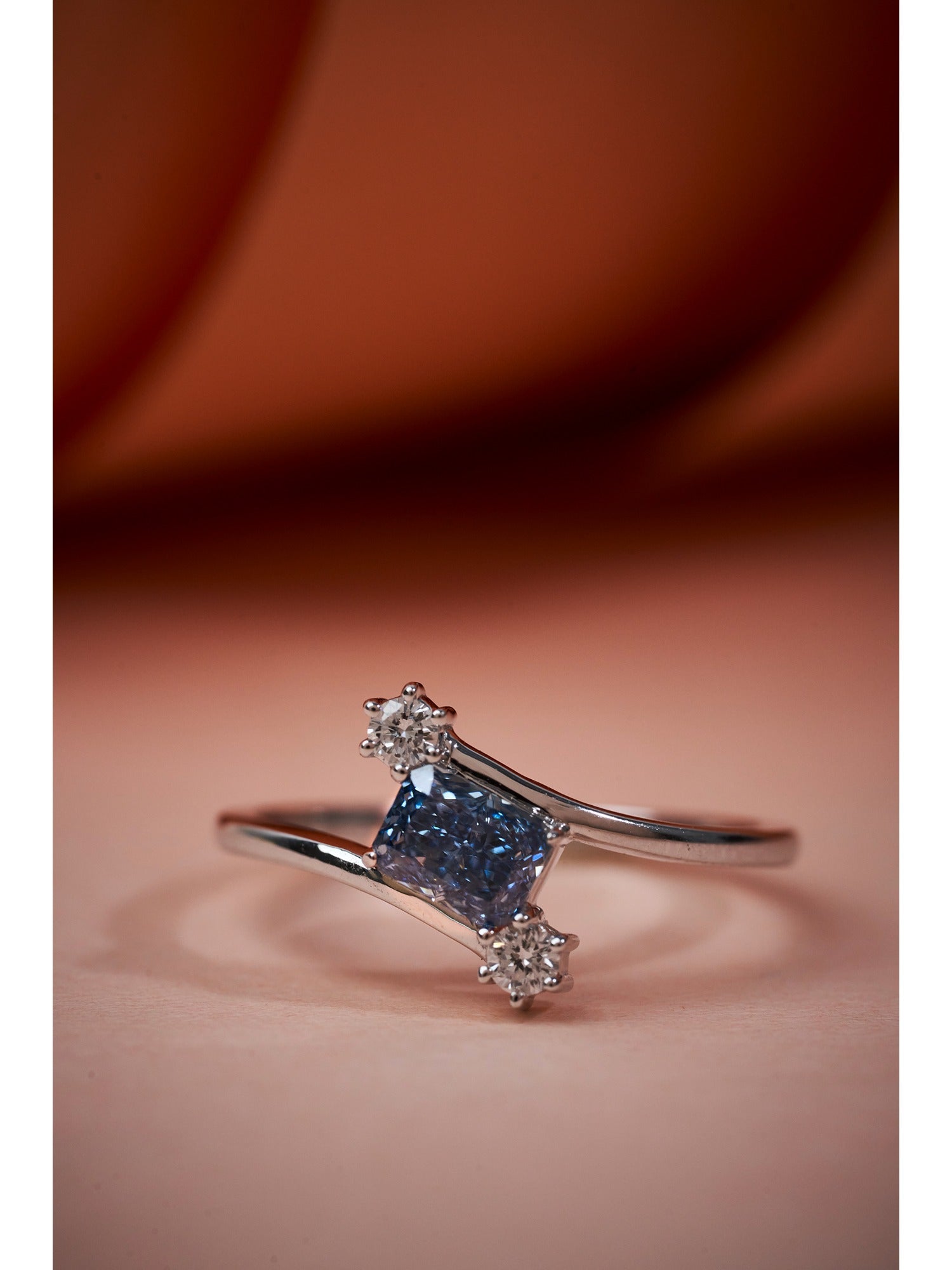 Blue Radiant Cut Diamond Ring